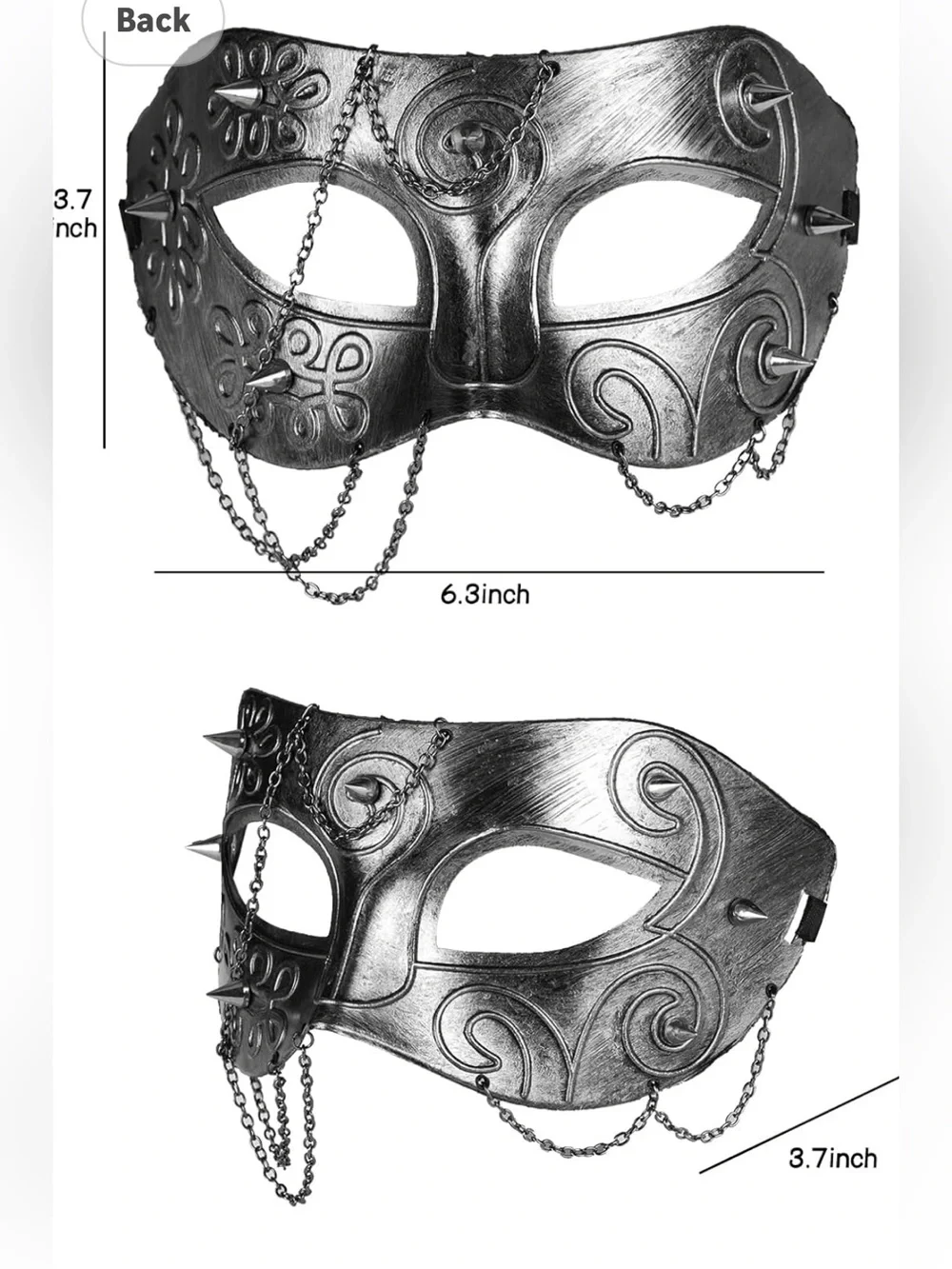 NWT Metallic Masquerade Cosplay Phantom Face Mask with Black Hood